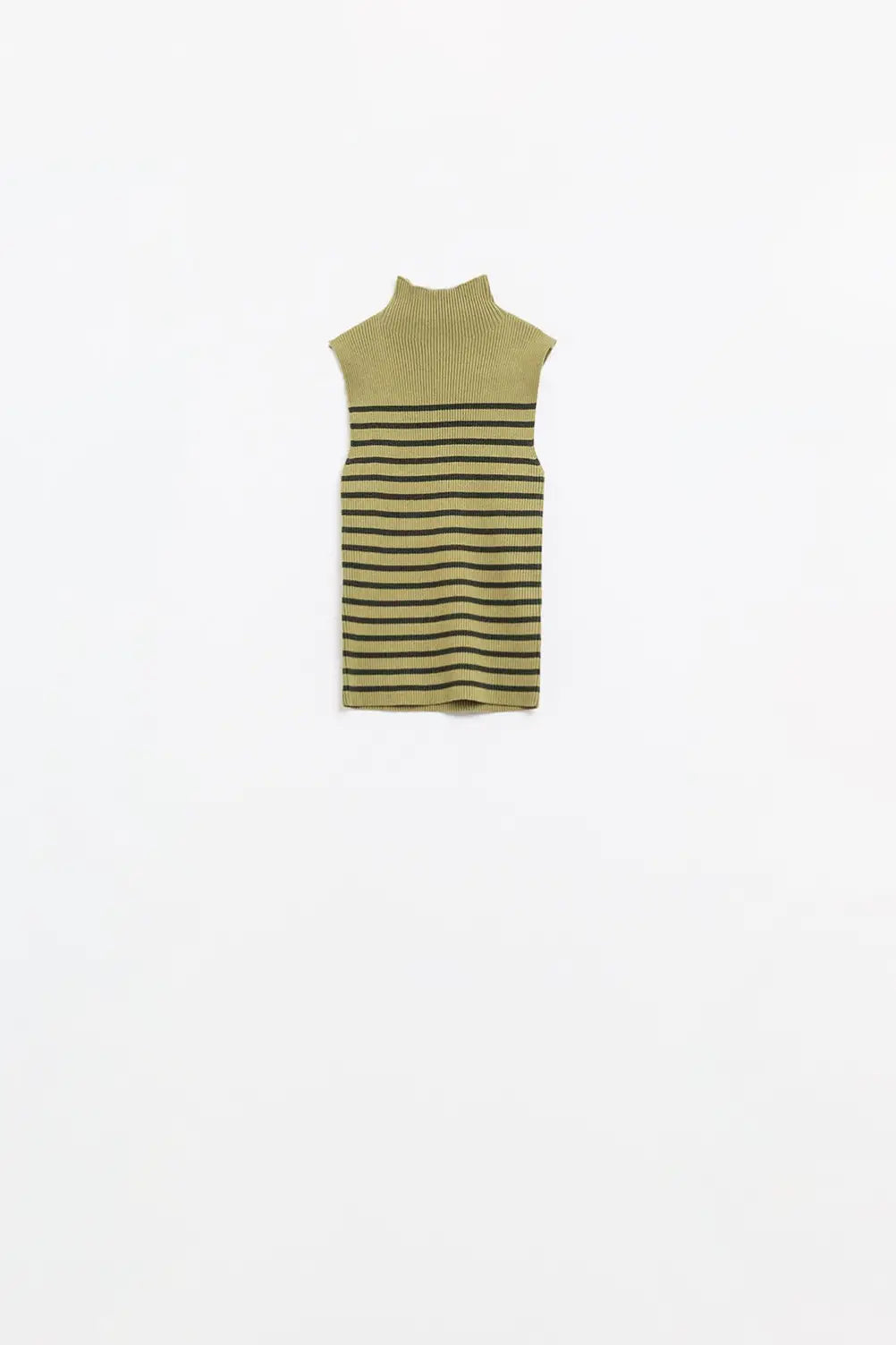 Pull-over tortue rayé vert olive - Pulls