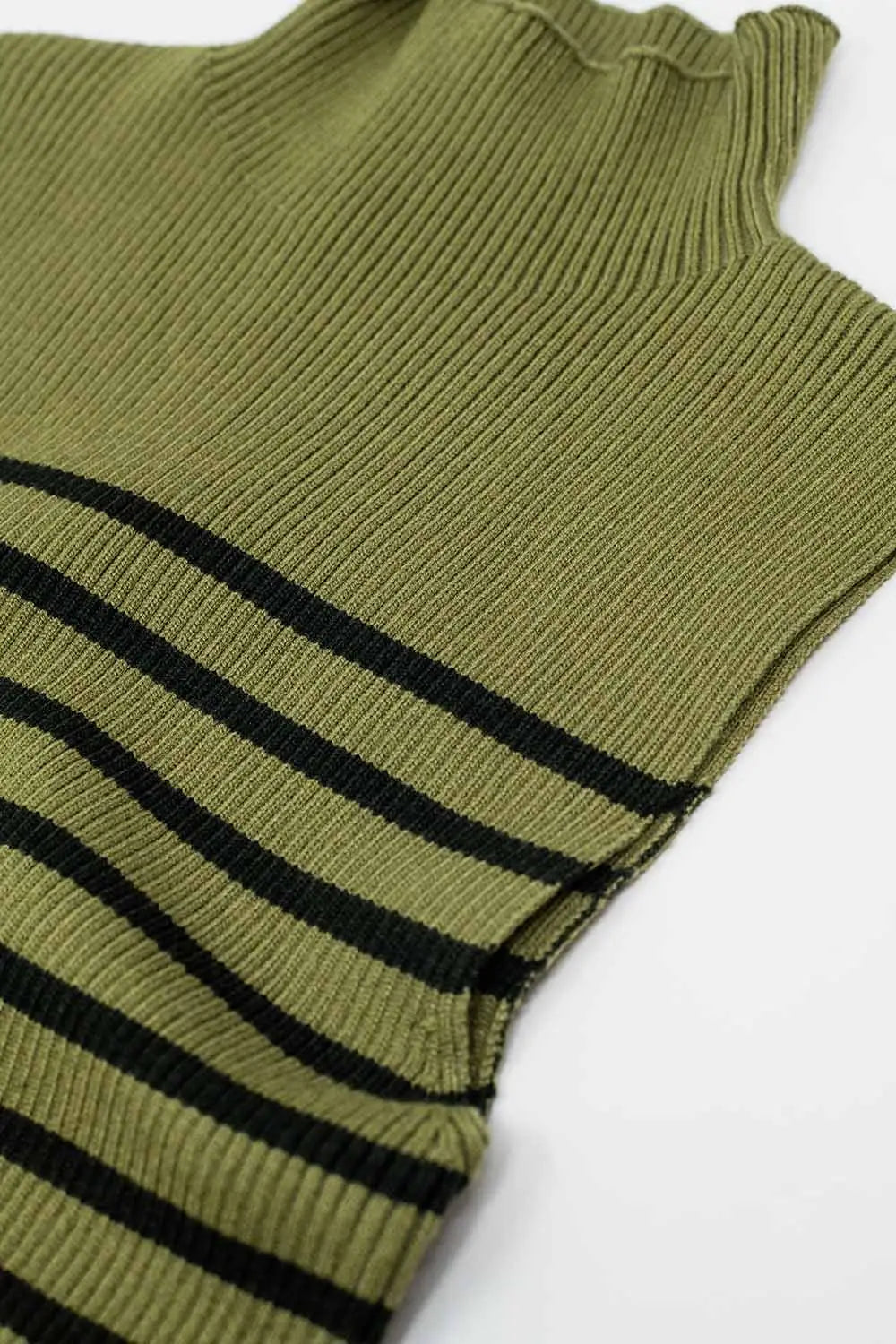 Pull-over tortue rayé vert olive - Pulls