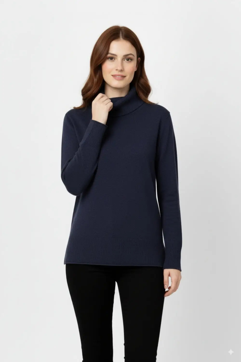 Pull oversize à col roulé en marine - One Size / bleu