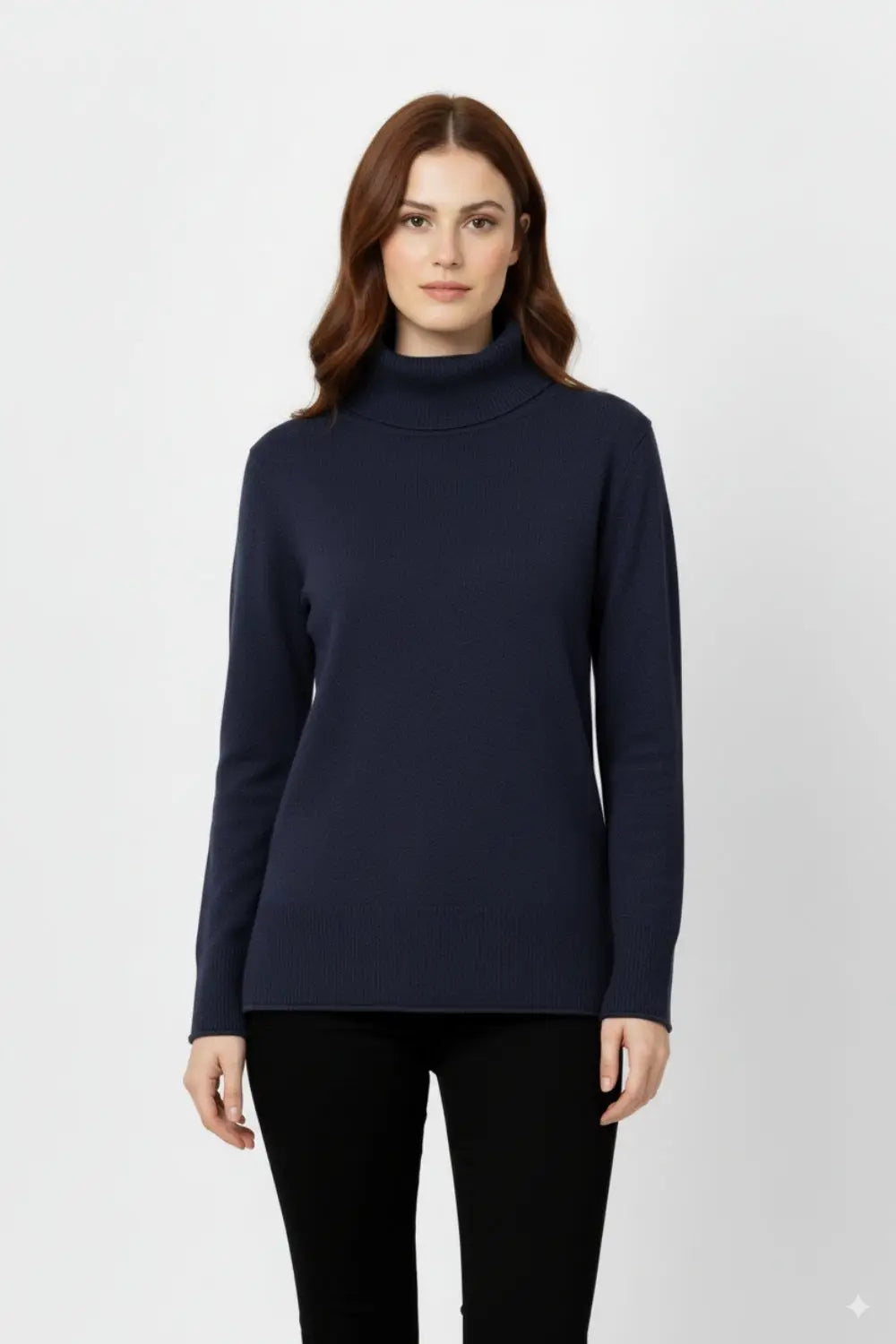 Pull oversize à col roulé en marine - One Size / bleu