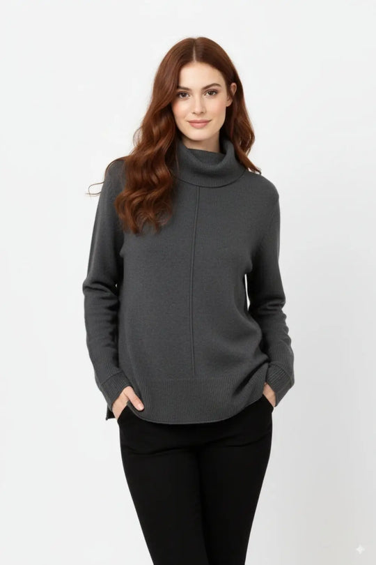 Pull oversize à col roulé en noir - One Size / grise