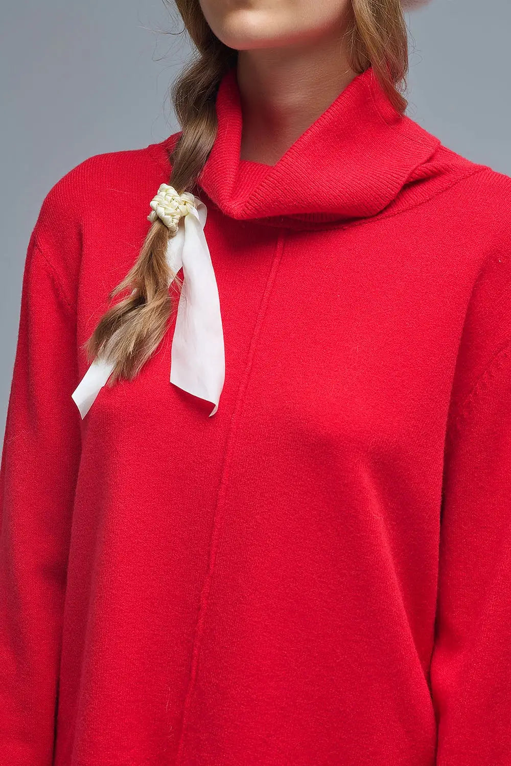 Pull oversize à col roulé en rouge - One Size / rouge