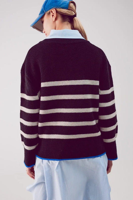 Pull oversize à rayures noir - One Size / Negro - Pulls