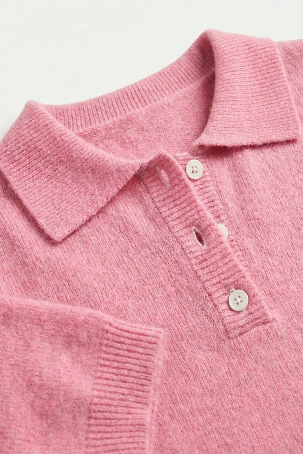 Pull polo en maille douce et duveteuse rose - One Size / rose - Pulls