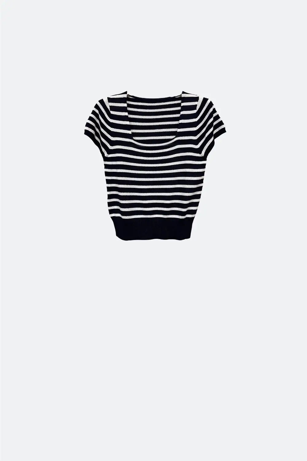 Pull rayé à col carré en blanc et noir - One Size / Negro - Pulls