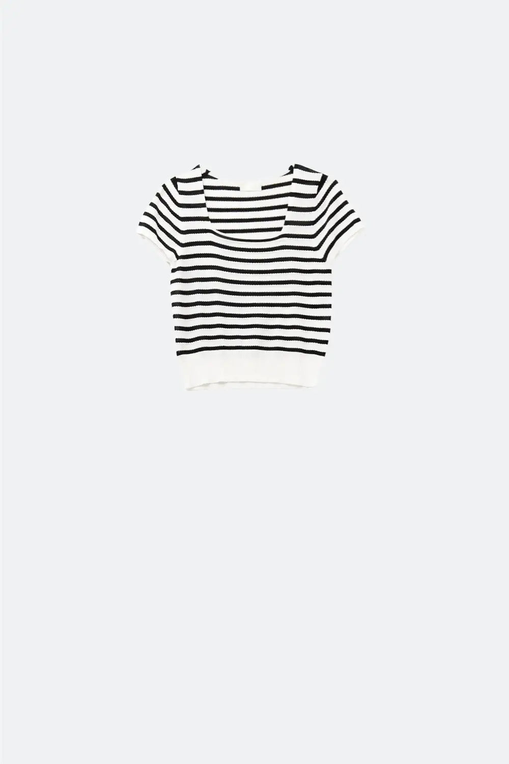 Pull rayé à col carré en noir et blanc - One Size / blanc - Pulls