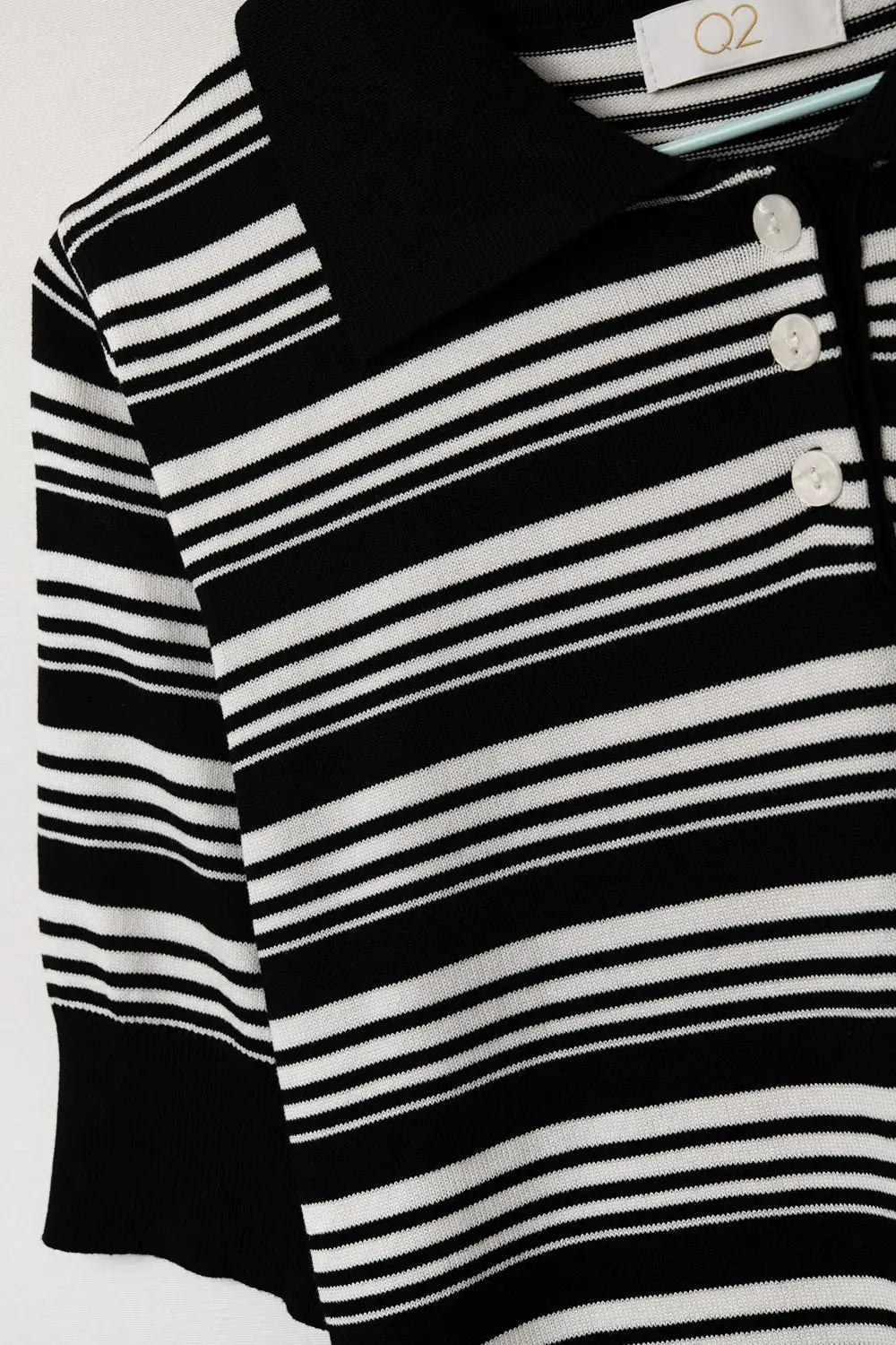 Pull rayé noir et blanc à col polo - One Size / Negro