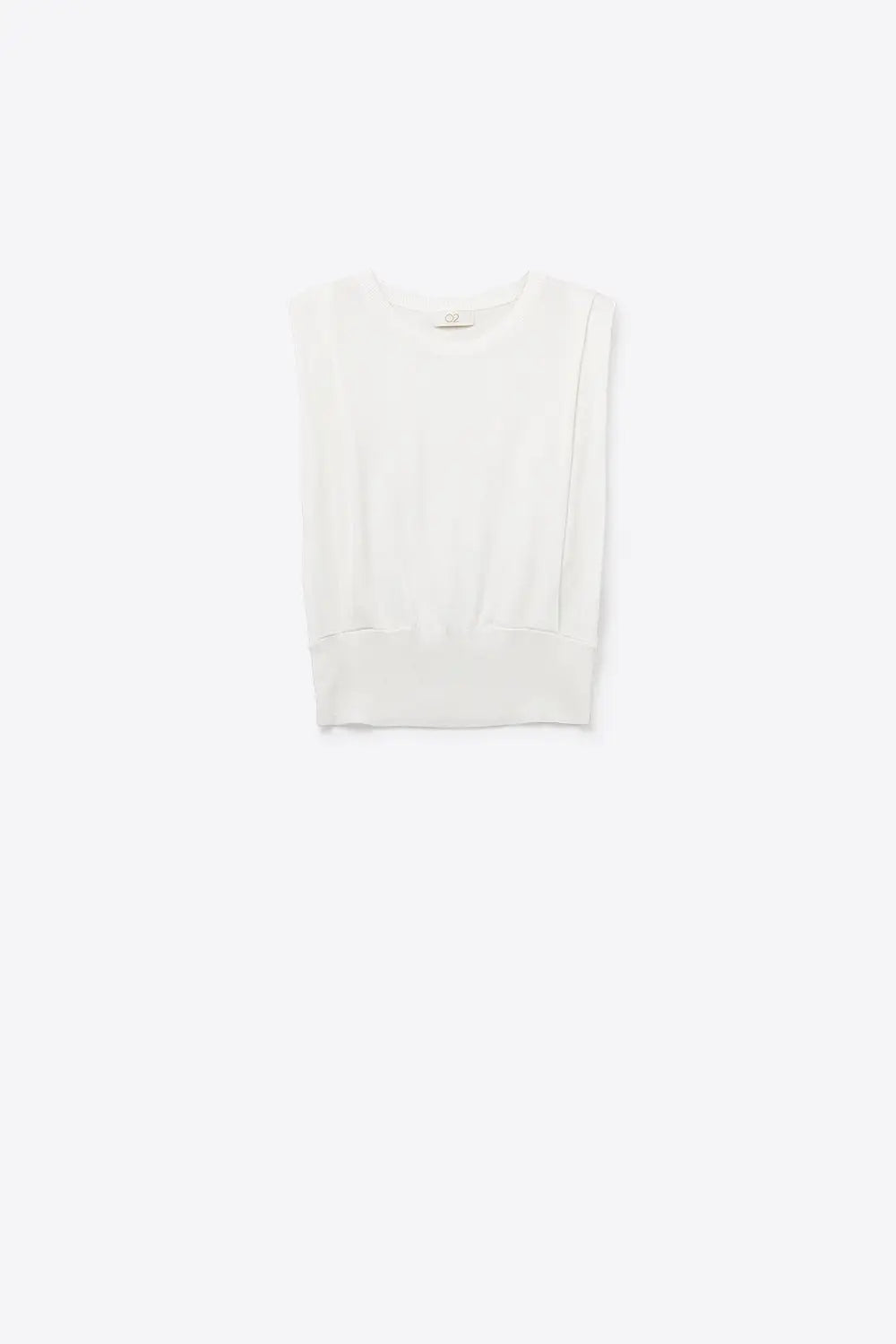 Q2 Pull sans manches en tricot avec drapé aux épaules en blanc