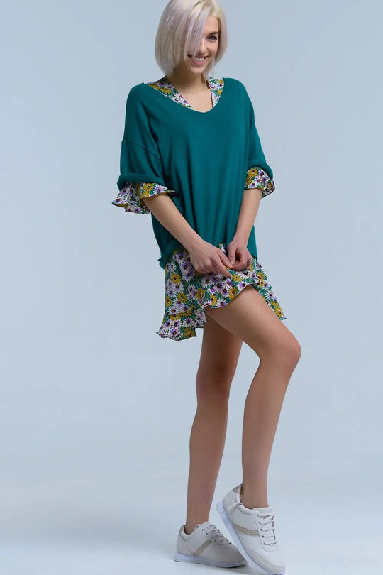 Pull vert à manches courtes - Pulls