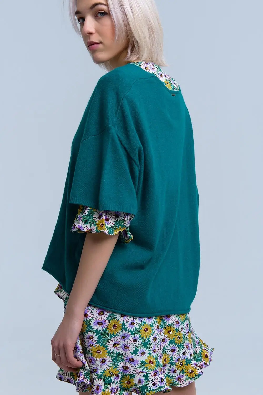 Pull vert à manches courtes - Pulls