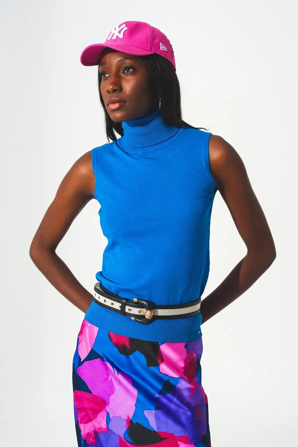 Pullover à débardeur en maille bleu - Pulls