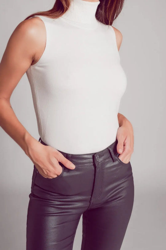 Pullover à débardeur en maille crème - Pulls