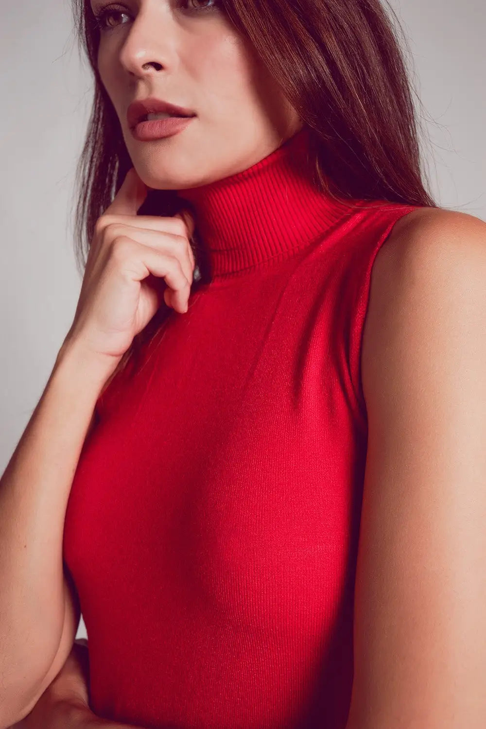 Pullover à débardeur en maille rouge - Pulls