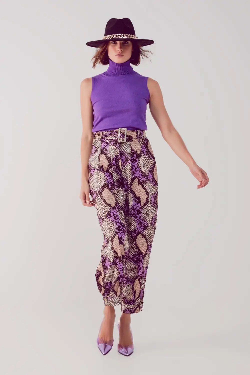Pullover à débardeur en maille violet - Pulls