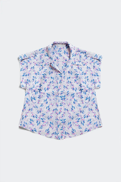 Purple blouse with pockets and floral print - Shirts