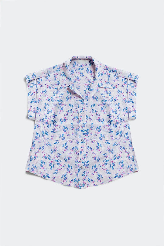 Purple blouse with pockets and floral print - Shirts