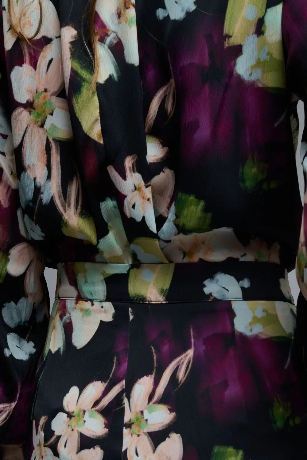 Purple Floral print Satin blouse - Shirts