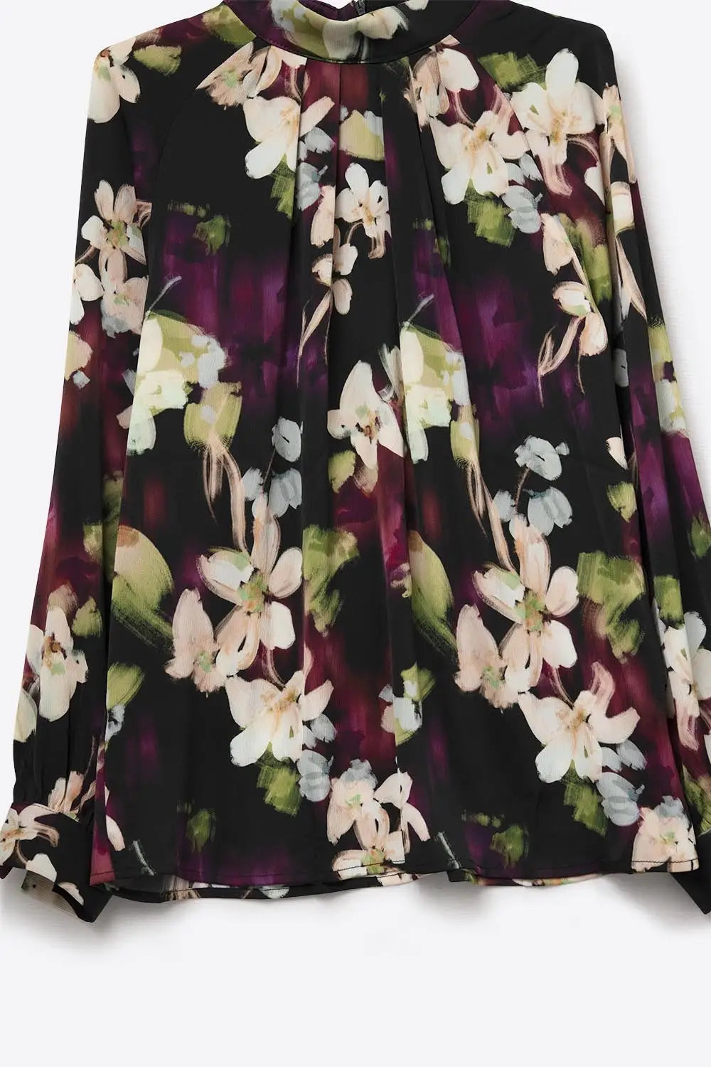 Purple Floral print Satin blouse - Shirts
