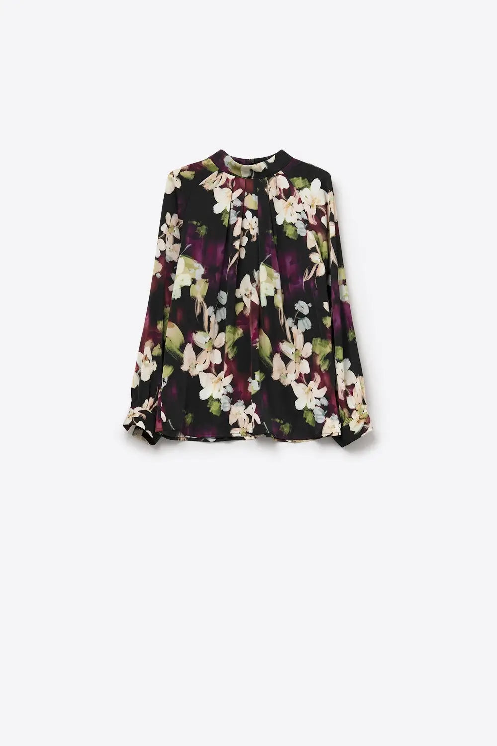 Purple Floral print Satin blouse - Shirts