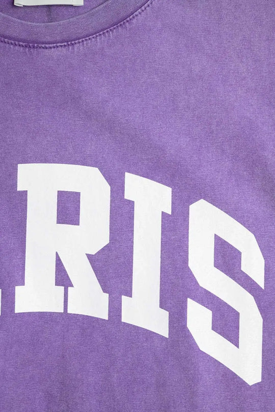 Purple Paris Relaxed T-shirt with White Letters - One Size / Purple - Tops