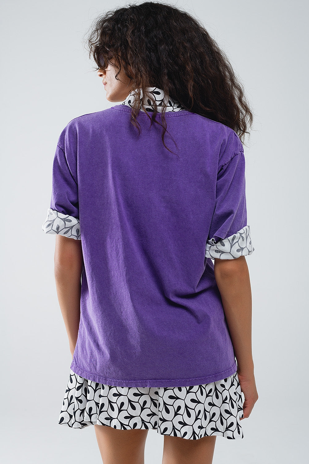 Purple relaxed T-shirt with manhattan text