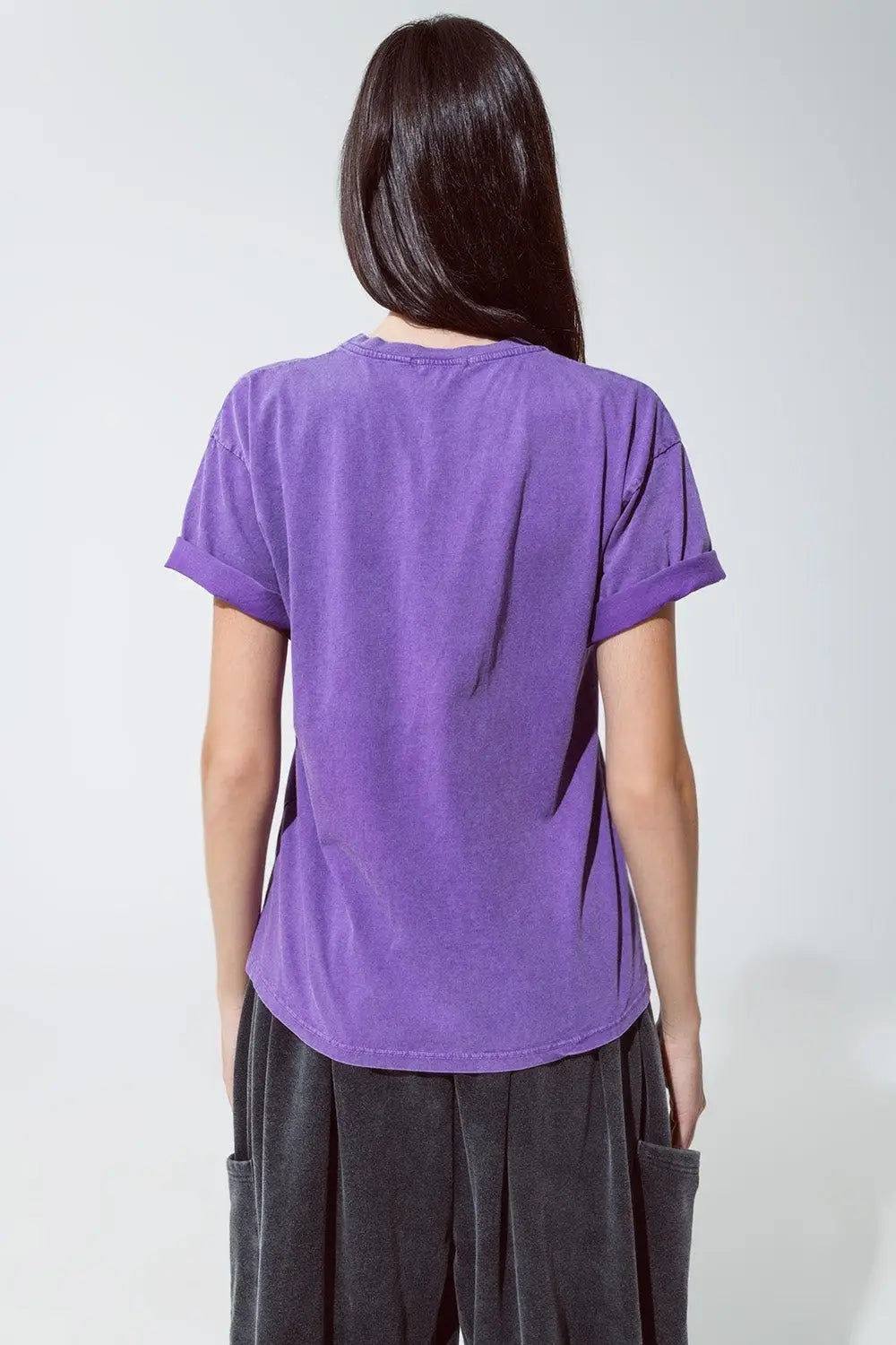 Purple T-shirt with Los Angeles print on the front - One Size / Purple - Tops