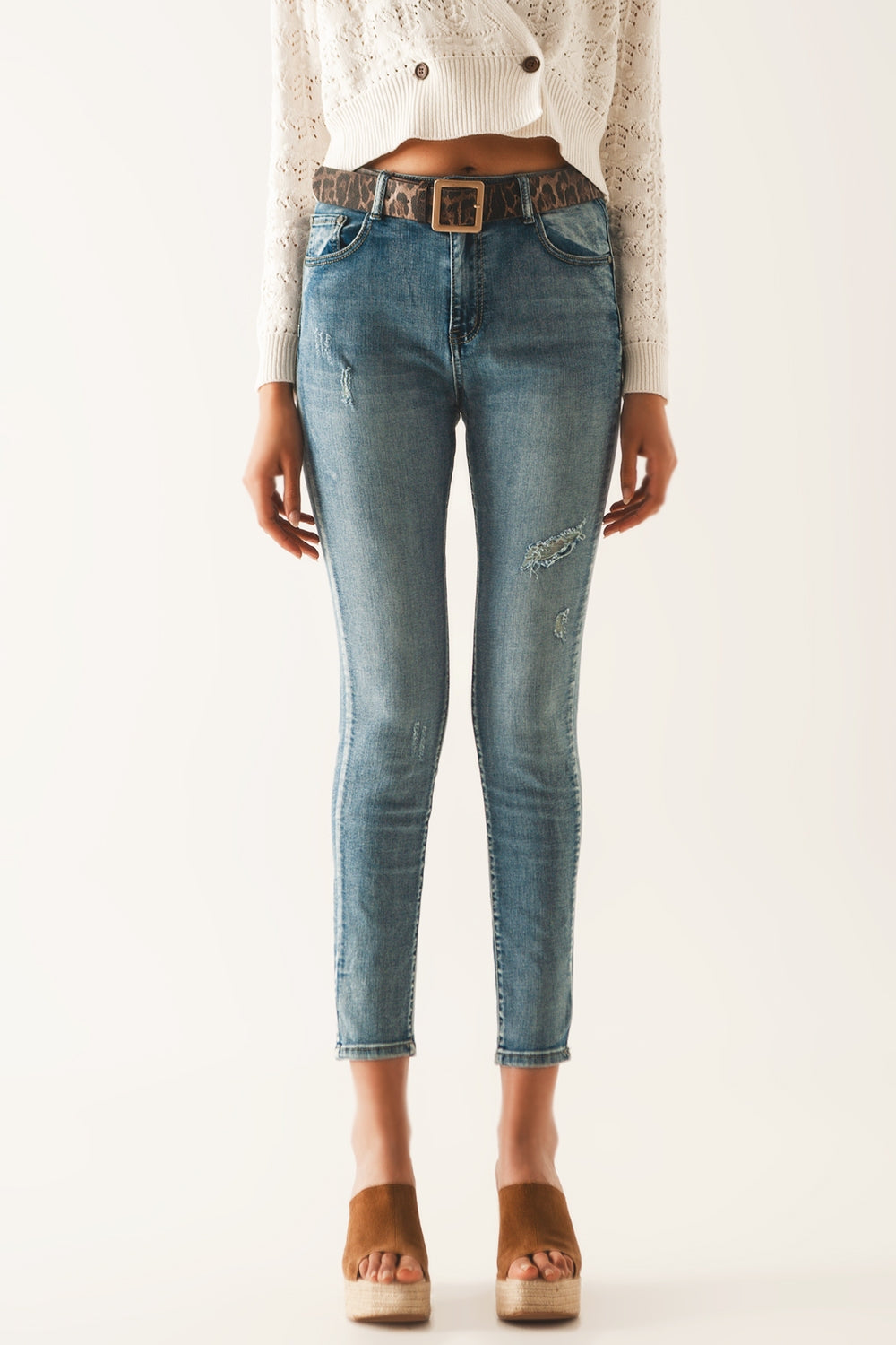 Push up Ripped skinny jean in blue