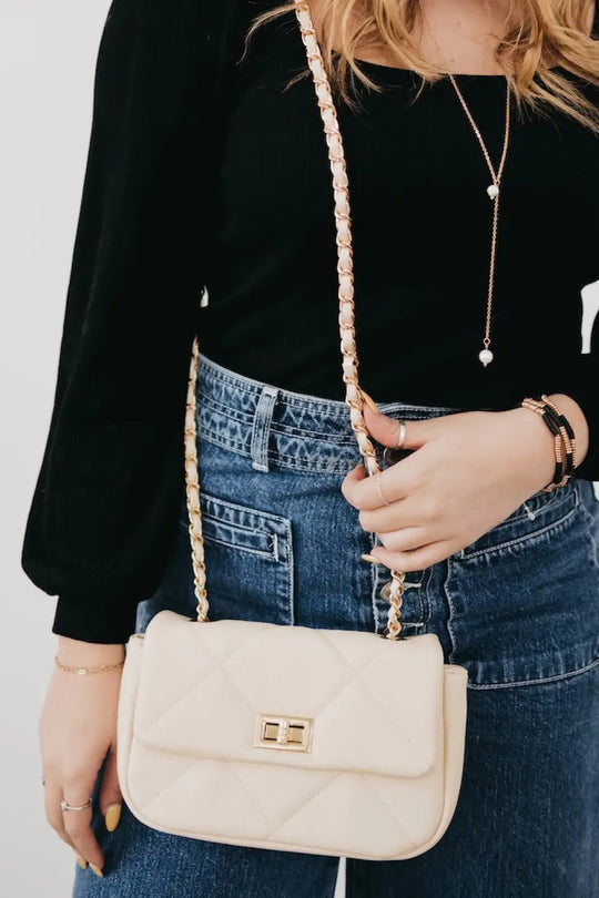Queenie Quilted Crossbody Bag - Cream - Crossbody Bag