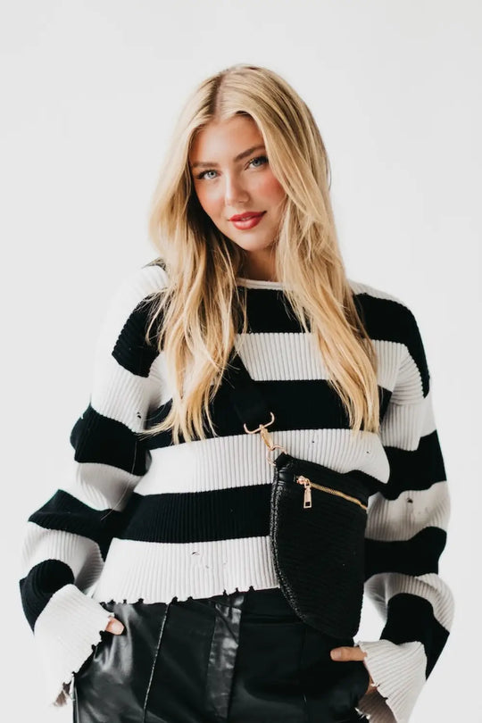 Rachel Raffia Bum Bag - Black - Bum Bag