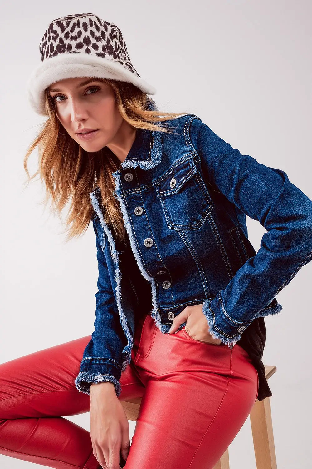 Raw denim jacket in mid blue - Coats and Jackets