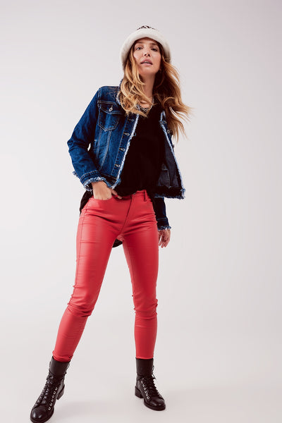 Raw denim jacket in mid blue