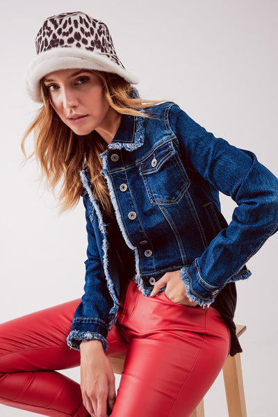 Raw denim jacket in mid blue