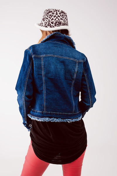 Raw denim jacket in mid blue