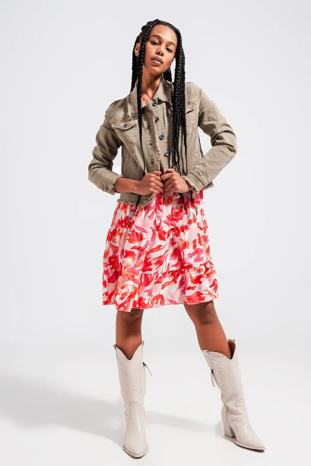 Raw edge denim jacket in gray - Coats and Jackets