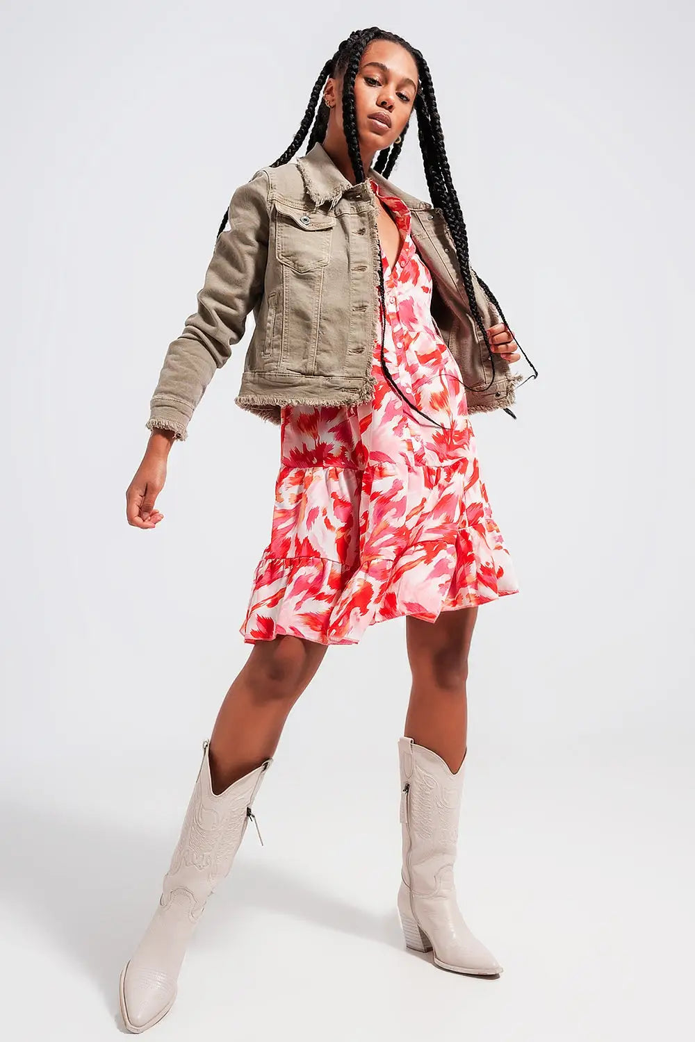 Raw edge denim jacket in gray - Coats and Jackets