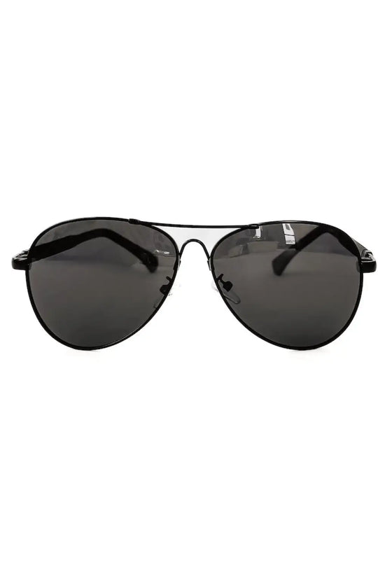 Rebecca Round Aviator Sunglasses - Black Lens/Black Frame - Sunglasses