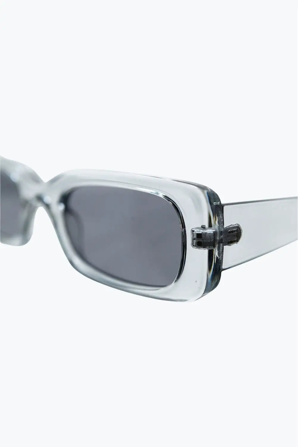 Rectangular Grey Transparent Sunglasses with Dark Smoke Lenses - One Size / Grey