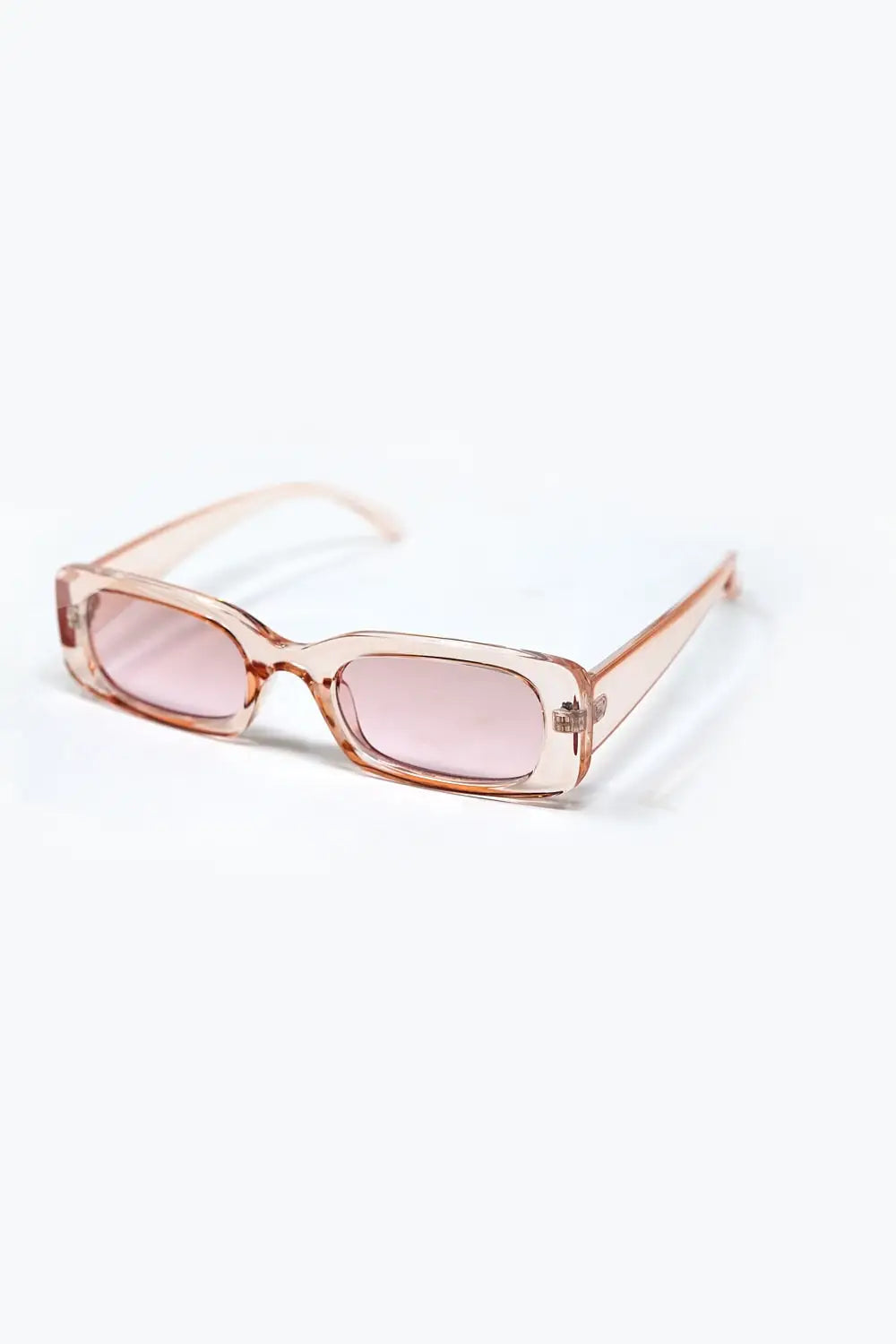 Rectangular Pink Transparent Sunglasses with pink Smoke Lenses - One Size / Pink
