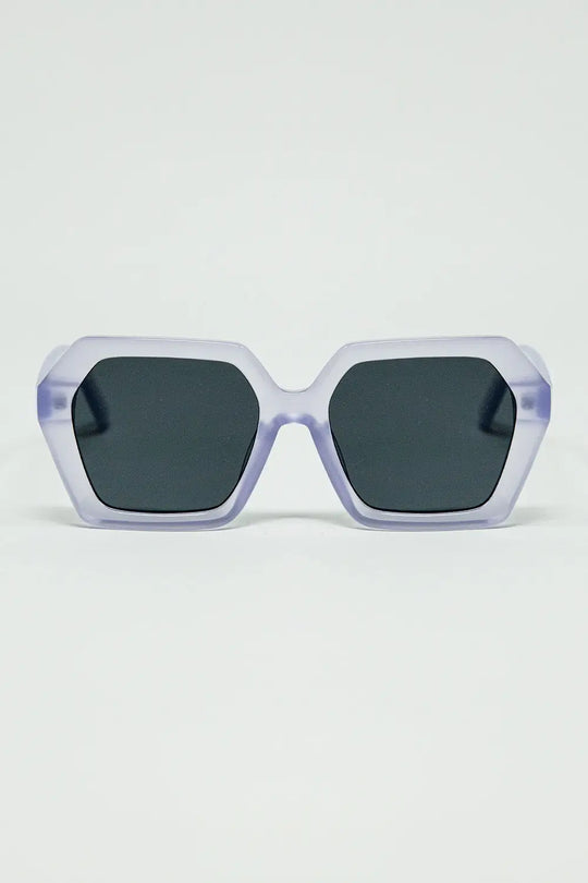 Q2 Rectangular sunglasses in purple translucent color