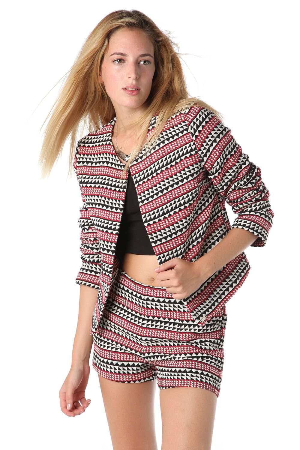 Red aztec hot pants