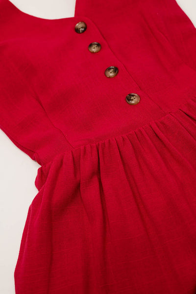 Red dress with button detail