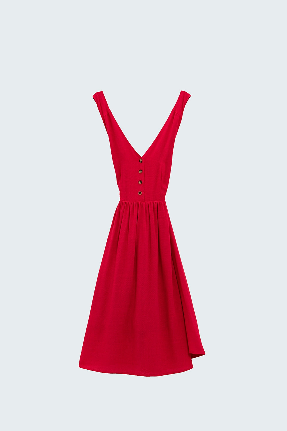 Red dress with button detail