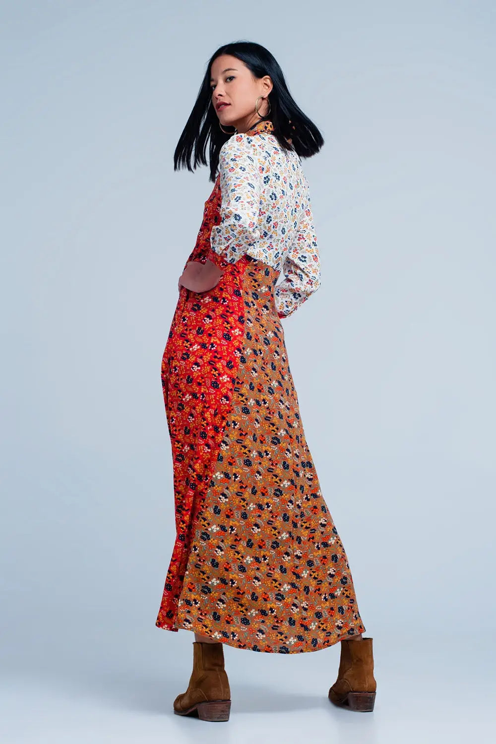 Red floral dress - Dresses