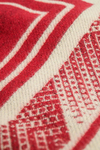 Red knitted scarf with geometric print - One Size / Red - Scarves & Hats