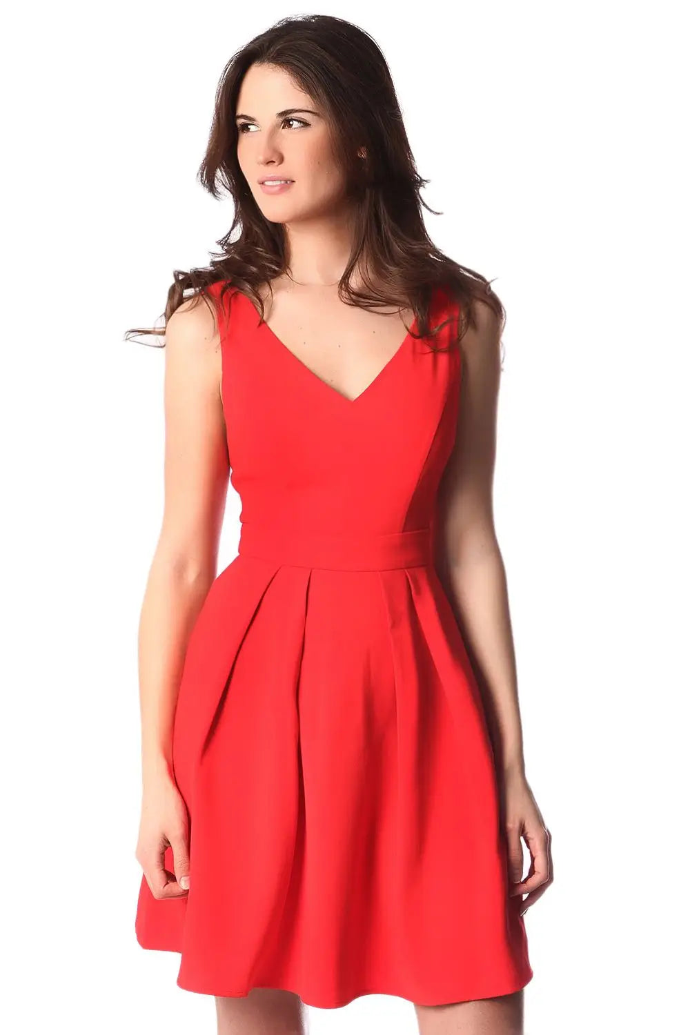 Red midi dress with open strap back and bow detail - Dresses
