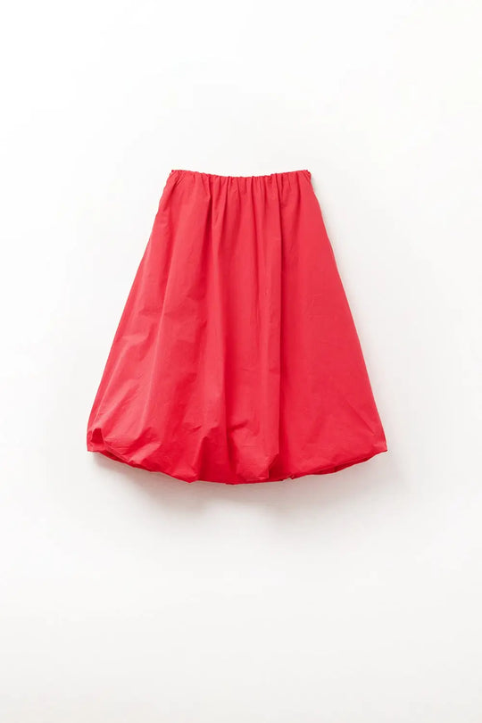 Red Mini Bubble Skirt in poplin fabric - Skirts