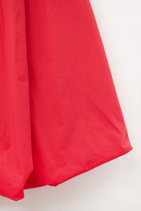 Red Mini Bubble Skirt in poplin fabric - Skirts