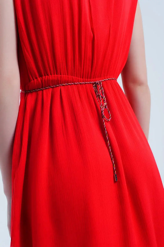 Red mini dress with embroidery - Dresses
