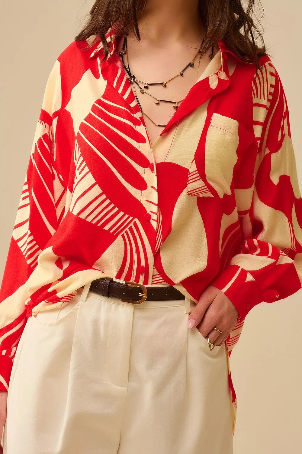 Red Polo Shirt with abstract print - Shirts