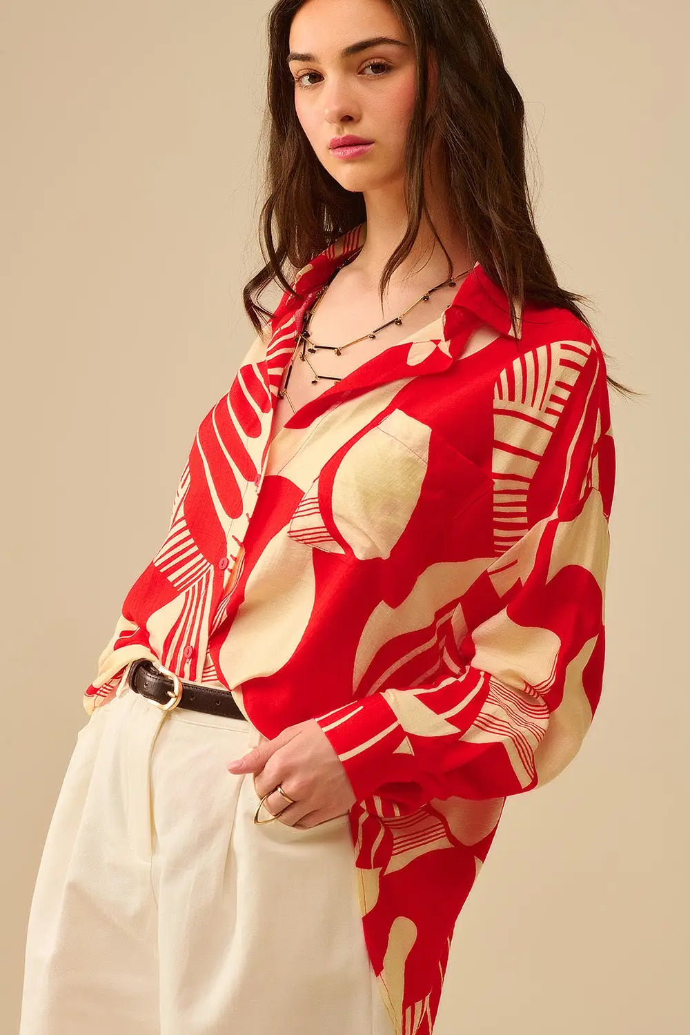 Red Polo Shirt with abstract print - Shirts